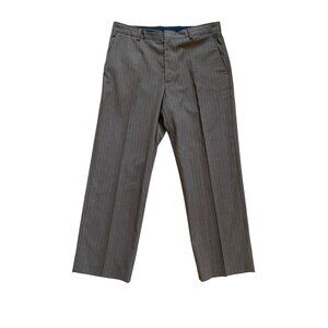 Vintage Banana Republic Mens Wool Blend Brown Blue Pinstriped Dress Pants 36x30